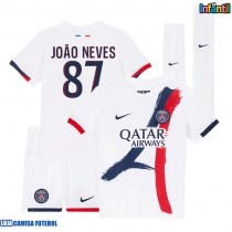 Camisa de Futebol Paris Saint-Germain Joao Neves #87 Equipamento Secundário Infantil 2025-26 Manga Curta (+ Calças curtas)